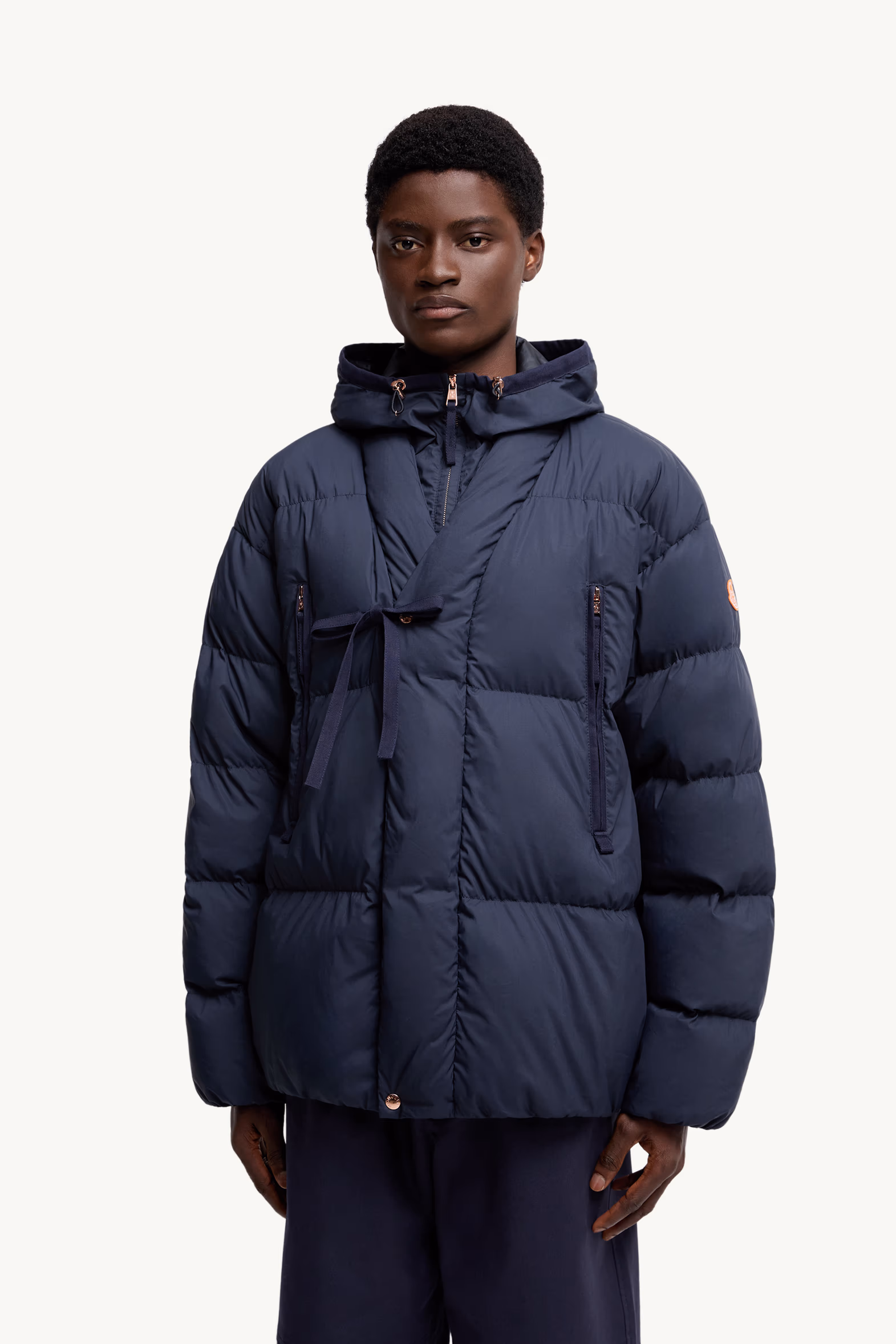 Moncler x Gilga Farm Designed by Donald Glover Tangelo Short Down Jacket Men Navy Blue Moncler 3